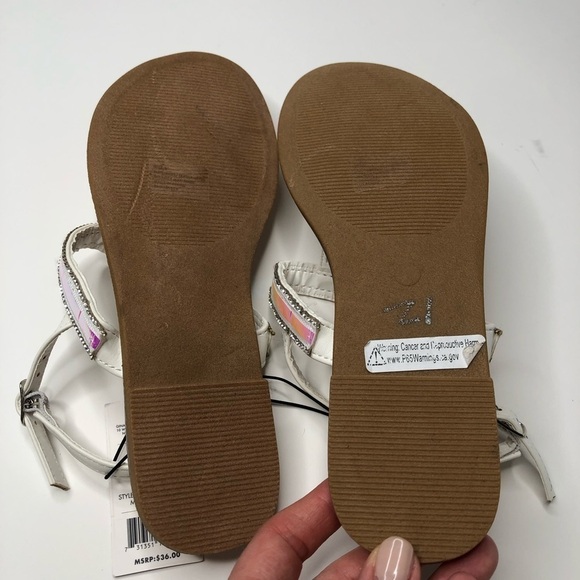 NEW Via Rosa Holographic Silver Jewelled T-Strap Flat Diva Summer Sandals SIZE 6 - Picture 13 of 15